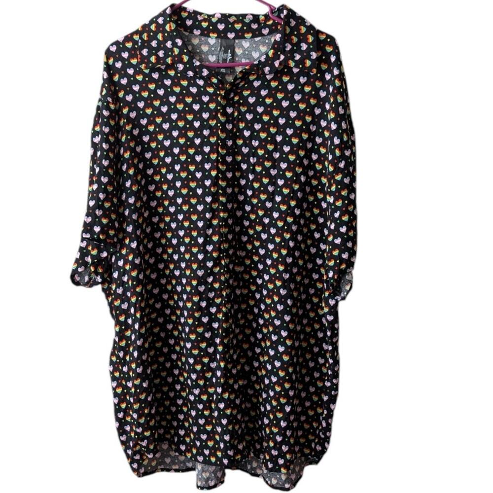 The Phluid Project Rainbow Hearts Button Up Shirt